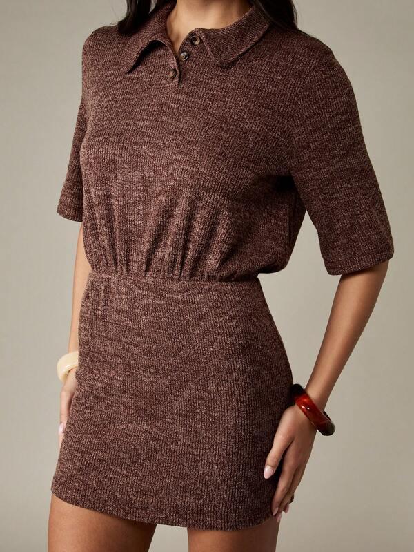 Missguided MISSGUIDED Collared Polo Mini Dress With Ribbed Knit Texture