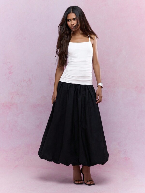 Missguided MISSGUIDED Color Block Bubble Ruched Long Hem Cami Maxi Dress