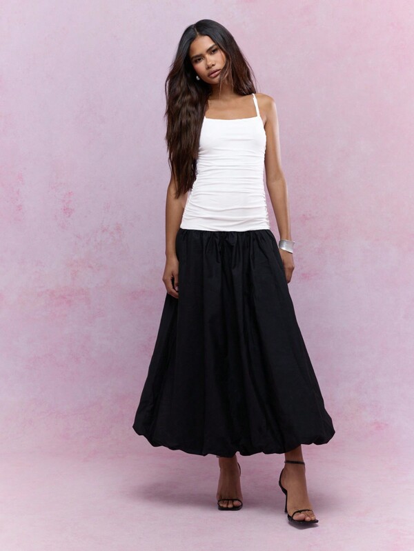 missguided MISSGUIDED Color Block Bubble Ruched Long Hem Cami Maxi Dress