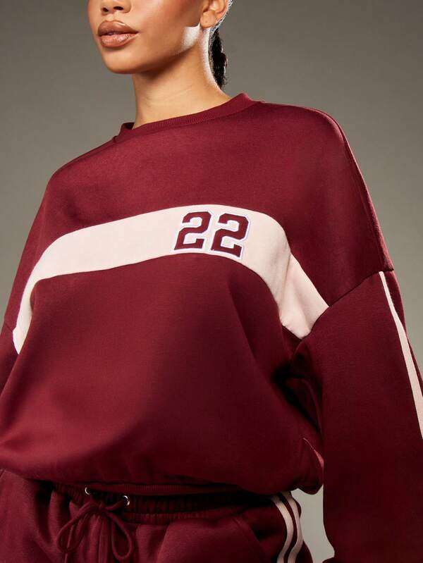 Missguided MISSGUIDED Color Block Oversized Sweatshirt With Numeric Detail And Stripe