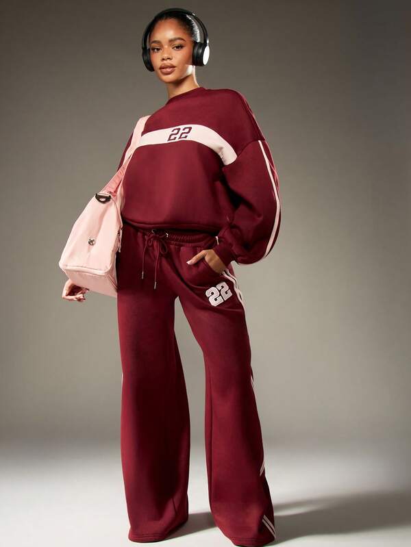 Missguided MISSGUIDED Color Block Oversized Sweatshirt With Numeric Detail And Stripe