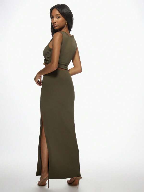 Missguided MISSGUIDED Contemporary Cut-Out Maxi Two Piece Co-Ord Set With Twist Detail