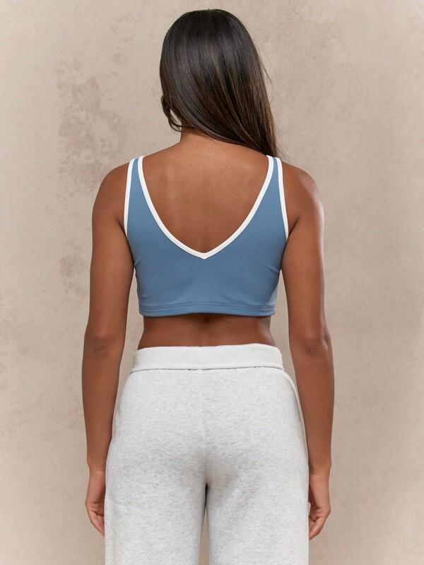 Missguided MISSGUIDED Contrast Binding Plunge Neck Tank Crop Top