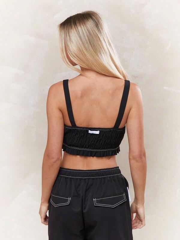 Missguided MISSGUIDED Contrast Stitching Bust Detail Frill Hem Crop Cami Top