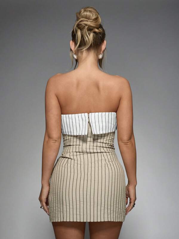Missguided MISSGUIDED Contrast Stripe Folded Bandeau Mini Dress Cute Sundress