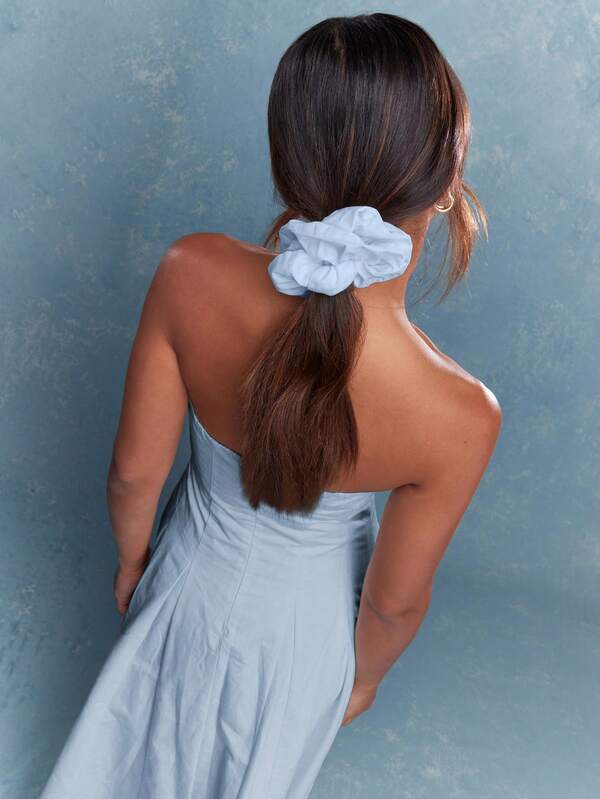 Missguided MISSGUIDED Corset Bust Pleated Strapless Bandeau Midi Dress With Scrunchie