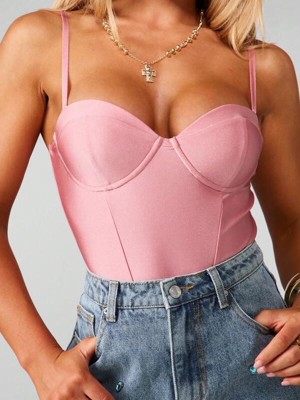 Missguided MISSGUIDED Corset Bustier Bodysuit With Structured Cups