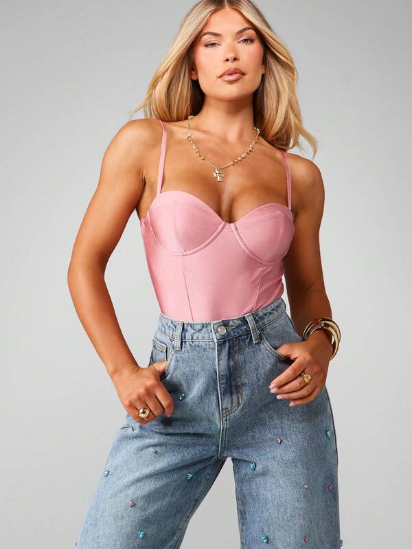 missguided MISSGUIDED Corset Bustier Bodysuit With Structured Cups