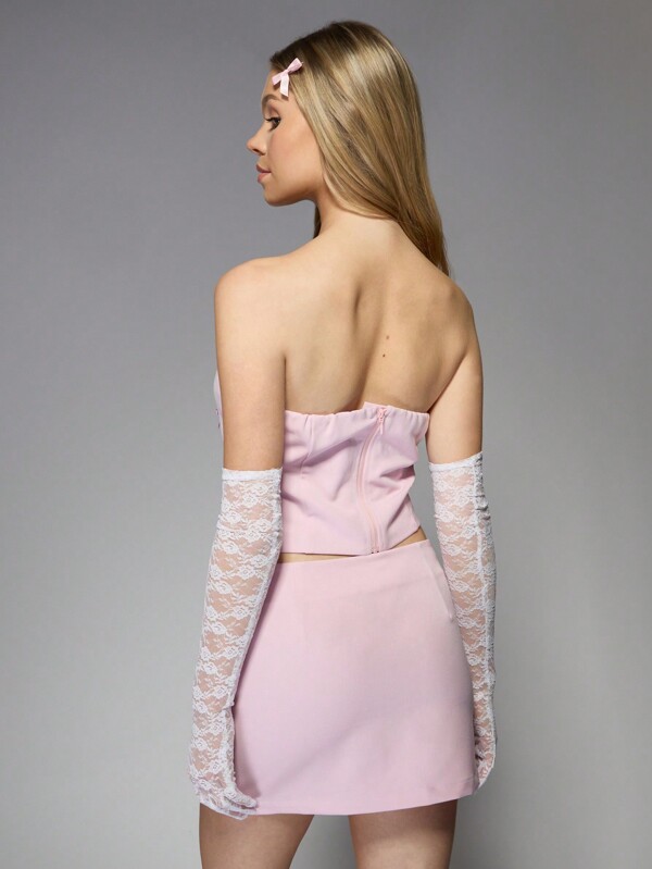 Missguided MISSGUIDED Corset Bustier Crop Top With Bow Details