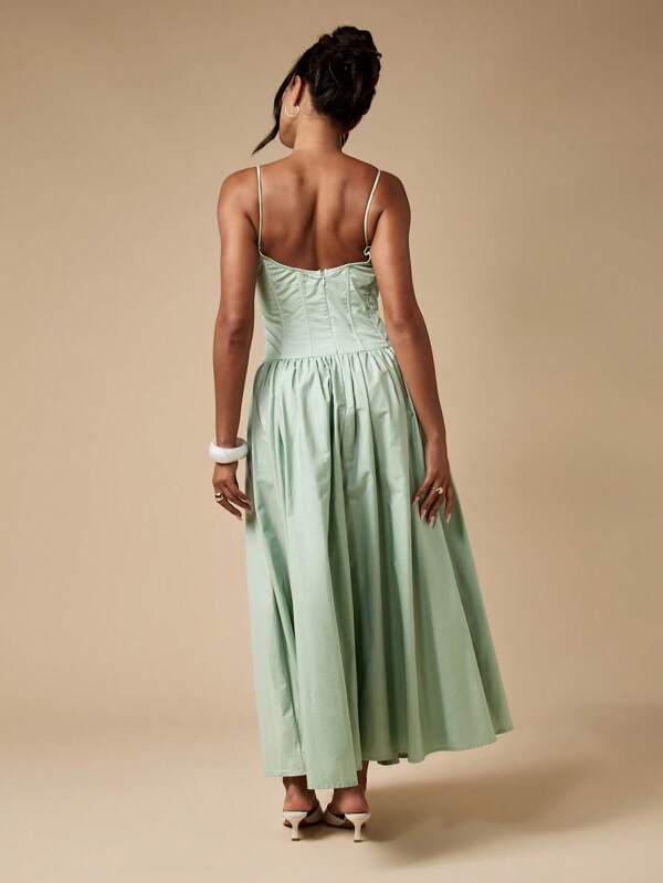 Missguided MISSGUIDED Corset Lace Up Midaxi Dress With Full Circle Skirt