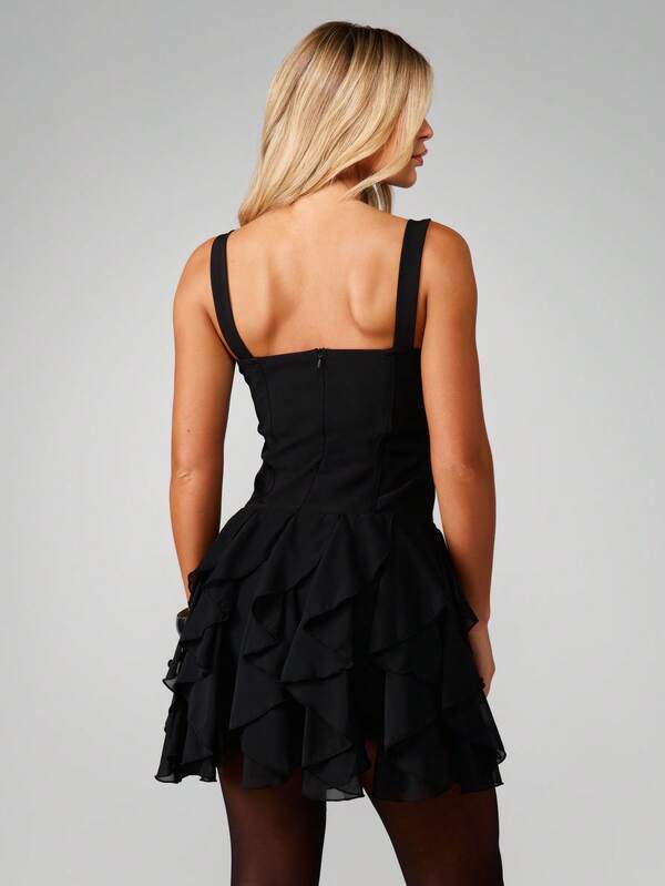 Missguided MISSGUIDED Corset Mini Dress With Ruffle Hem