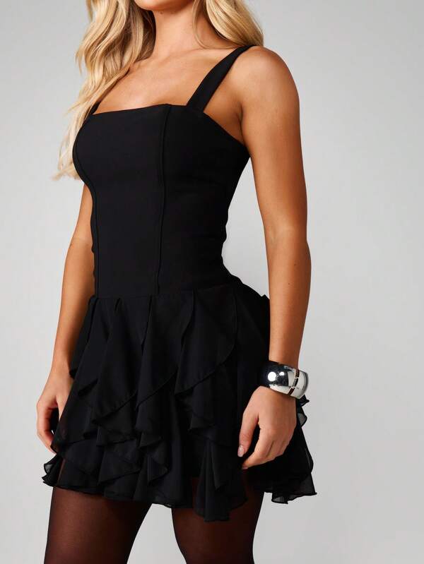 Missguided MISSGUIDED Corset Mini Dress With Ruffle Hem