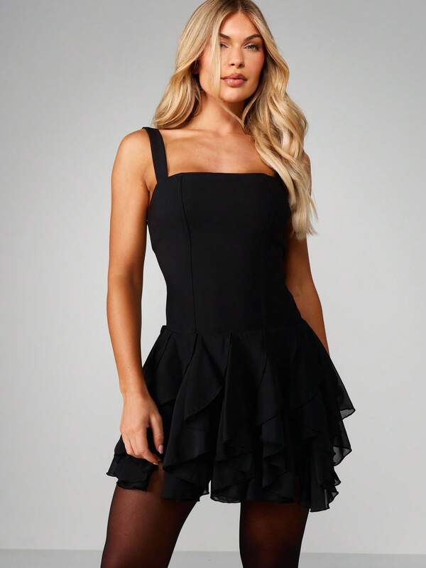 missguided MISSGUIDED Corset Mini Dress With Ruffle Hem