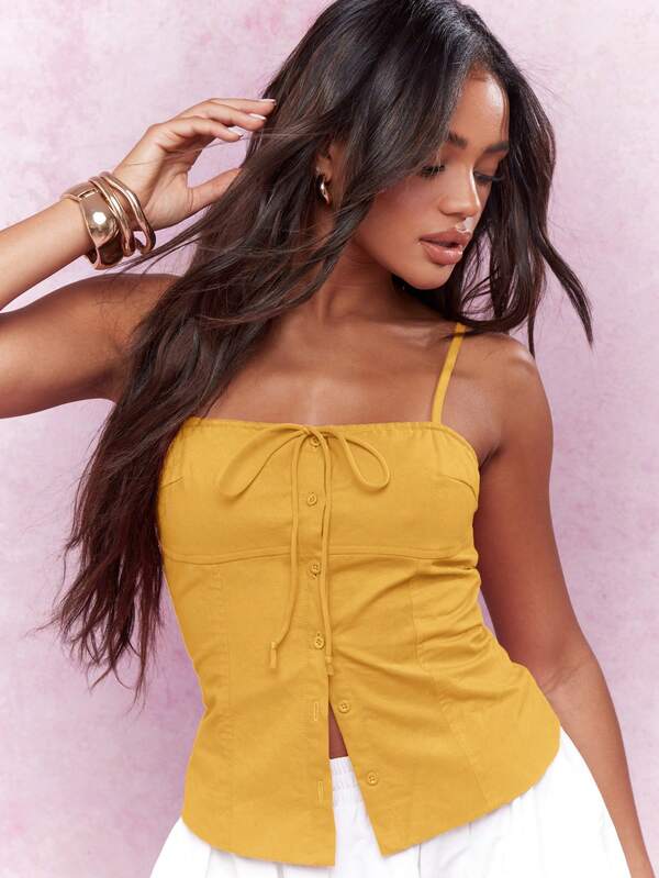 Missguided MISSGUIDED Corset Style Button Front Tank Top