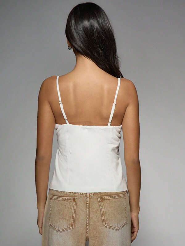 Missguided MISSGUIDED Corset Style Tank Top With Button Front Design