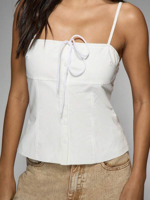 Missguided MISSGUIDED Corset Style Tank Top With Button Front Design