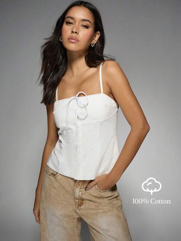 missguided MISSGUIDED Corset Style Tank Top With Button Front Design