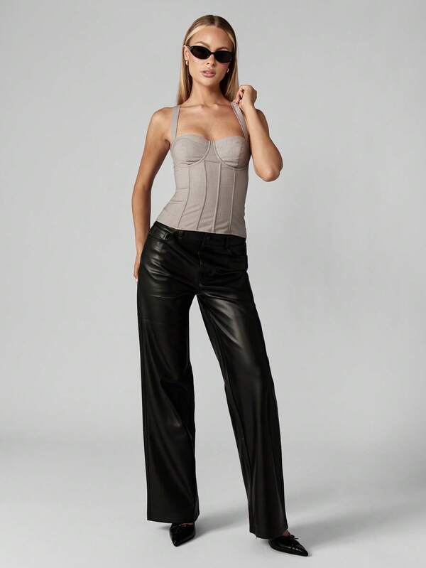 Missguided MISSGUIDED Corset Tank With Lace Up Back