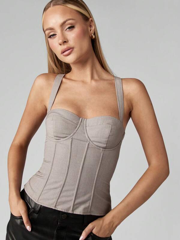 Missguided MISSGUIDED Corset Tank With Lace Up Back