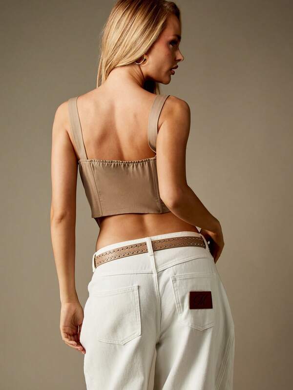 Missguided MISSGUIDED Corset Tank With Silver Buttons
