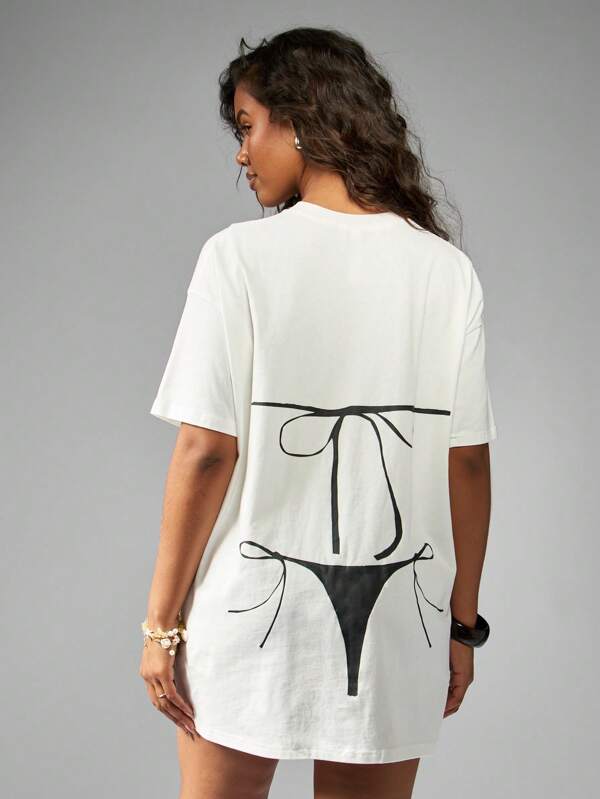 Missguided MISSGUIDED Cotton Blend Oversized T-Shirt Mini Dress With Print