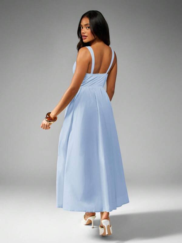 Missguided MISSGUIDED Cotton Poplin Corset Dress With Empire Waist And Side Slit