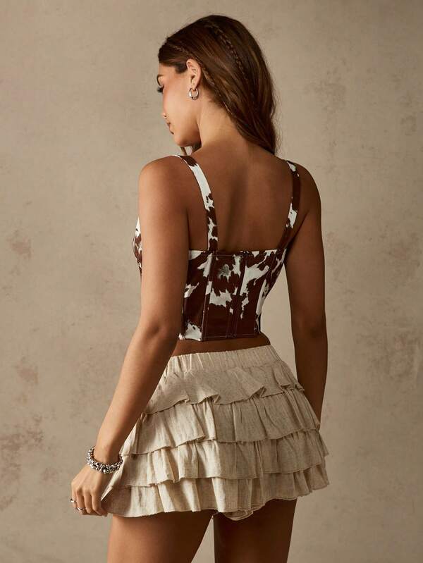 Missguided MISSGUIDED Cow Print Corset Top With Structured Boning