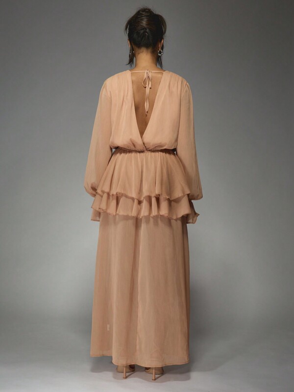Missguided MISSGUIDED Cowl Neck Maxi Dress With Ruffle Details