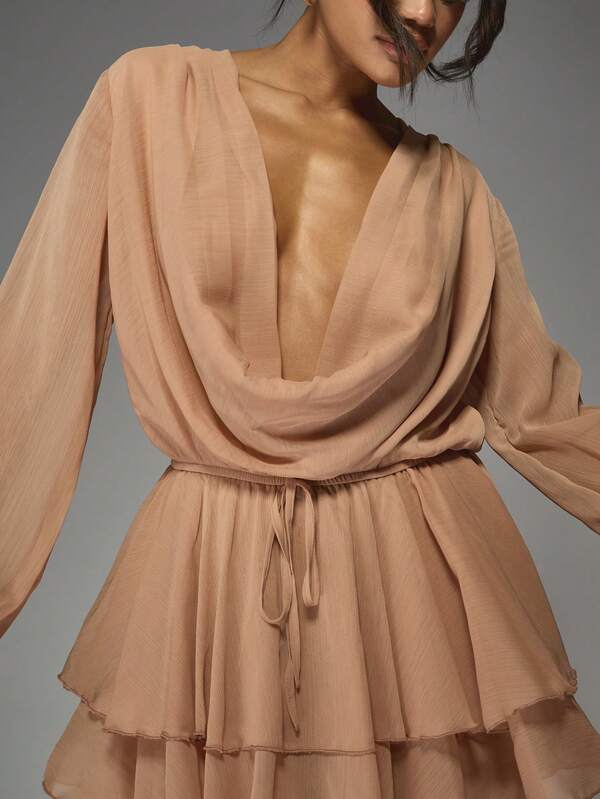Missguided MISSGUIDED Cowl Neck Maxi Dress With Ruffle Details