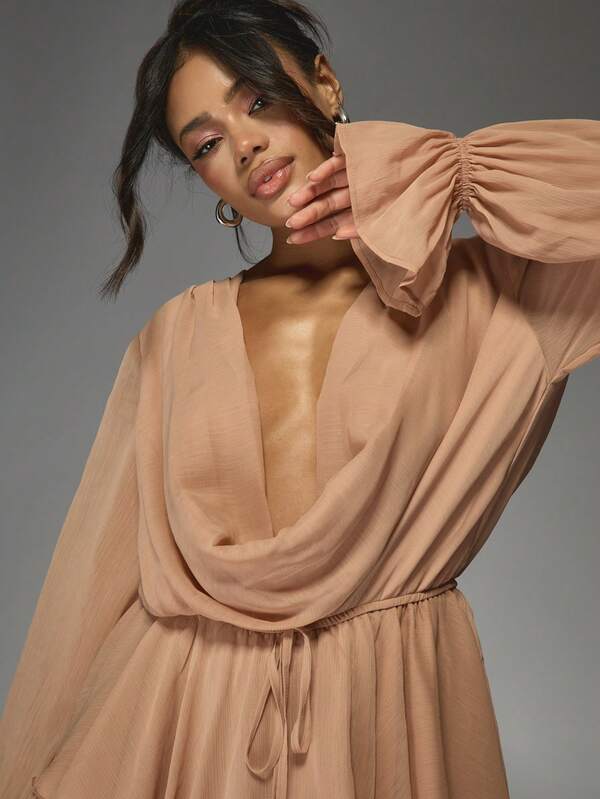 Missguided MISSGUIDED Cowl Neck Maxi Dress With Ruffle Details