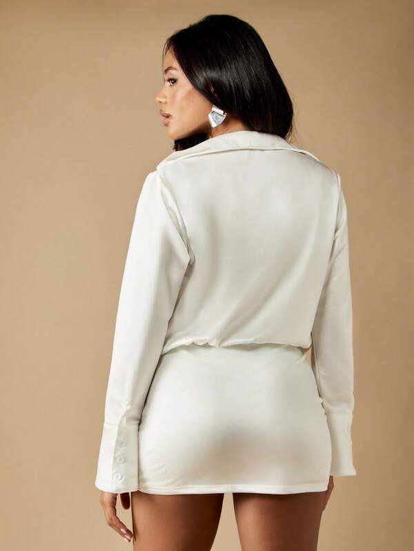 Missguided MISSGUIDED Cowl Neck Mini Dress With Long Bell Sleeves