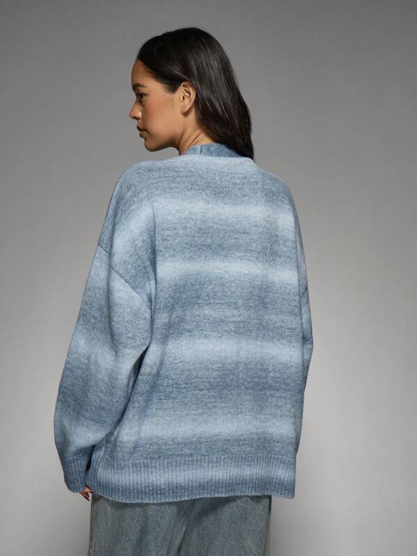 Missguided MISSGUIDED Cozy Fluffy Ombre Knit Button-Front Cardigan