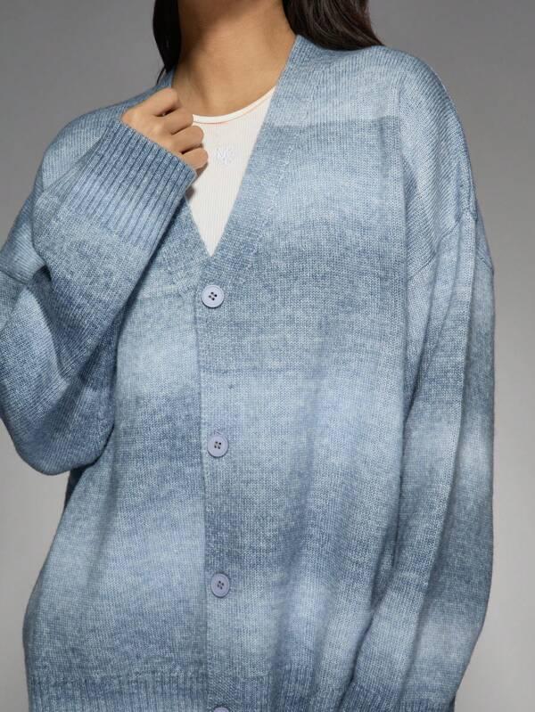 Missguided MISSGUIDED Cozy Fluffy Ombre Knit Button-Front Cardigan