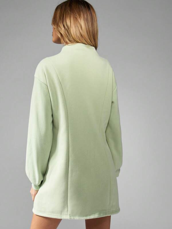 Missguided MISSGUIDED Cozy Loopback Sweater Mini Dress High Neck Long Sleeve Ribbed