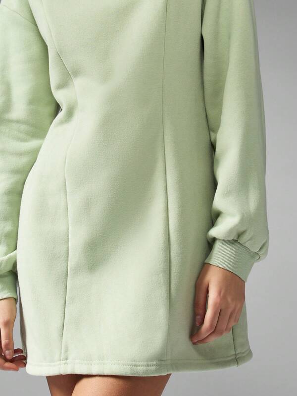 Missguided MISSGUIDED Cozy Loopback Sweater Mini Dress High Neck Long Sleeve Ribbed