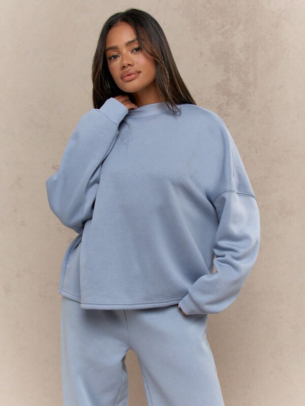 missguided MISSGUIDED Cozy Oversized Drop Shoulder Crewneck Sweatshirt