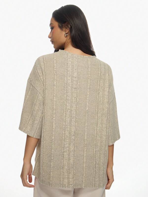 Missguided MISSGUIDED Cozy Oversized Drop Shoulder Ribbed T-Shirts
