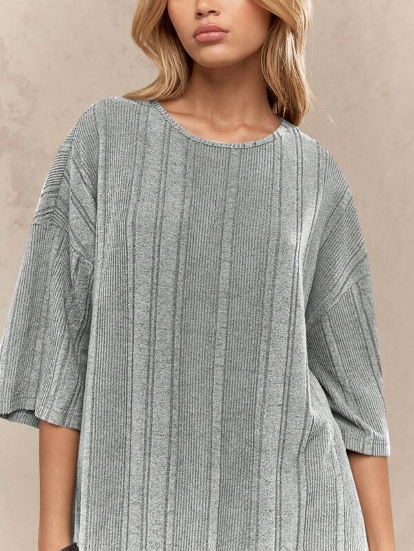 Missguided MISSGUIDED Cozy Oversized Ribbed T-Shirt