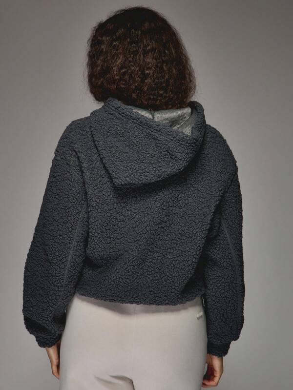 Missguided MISSGUIDED Cozy Plush Sherpa Crop Hoodie Sweatshirt