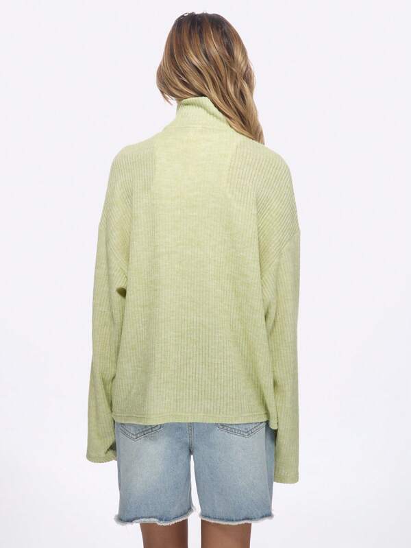 Missguided MISSGUIDED Cozy Ribbed Lightweight Zip-Up Stand Collar Balloon Sleeve Women Cardigan