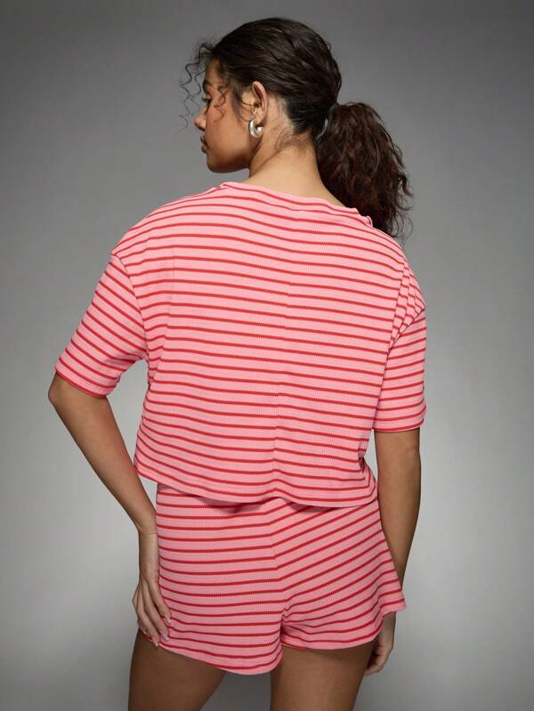 Missguided MISSGUIDED Cozy Ribbed Striped Two-Piece Outfit