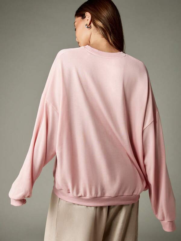 Missguided MISSGUIDED Crew Neck Graphic Sweatshirt With Matcha Text Print