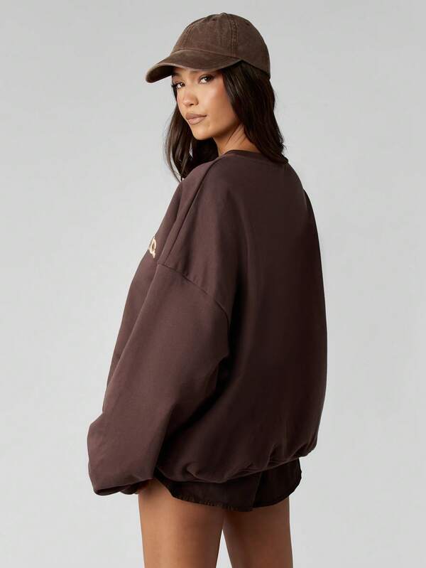 Missguided MISSGUIDED Crew Neck Graphic Sweatshirt With Text Print