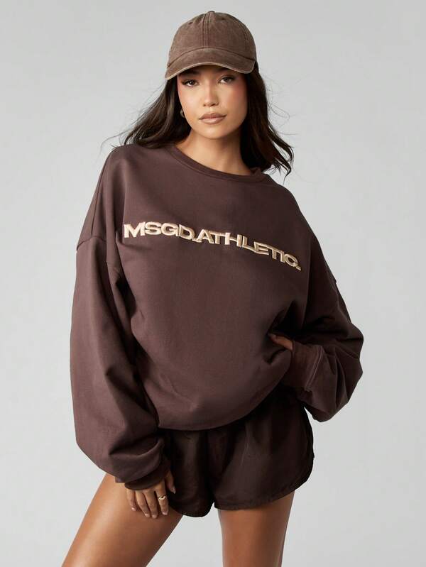 Missguided MISSGUIDED Crew Neck Graphic Sweatshirt With Text Print