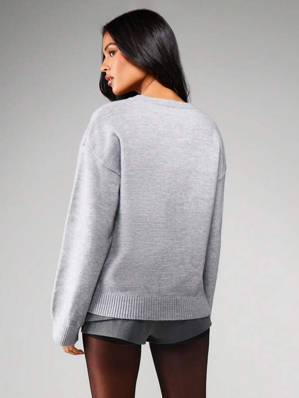 Missguided MISSGUIDED Crew Neck Pullover With Ribbed Details