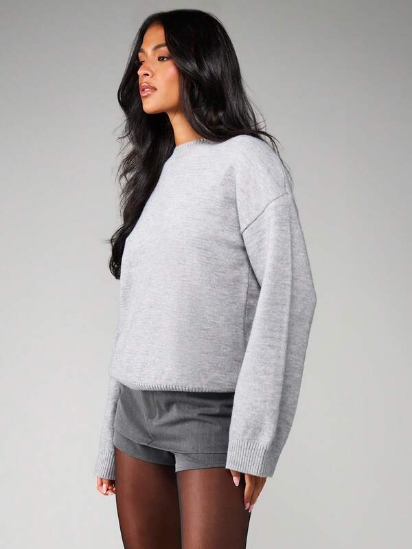 Missguided MISSGUIDED Crew Neck Pullover With Ribbed Details