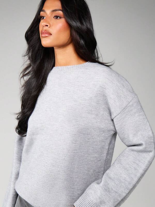 missguided MISSGUIDED Crew Neck Pullover With Ribbed Details
