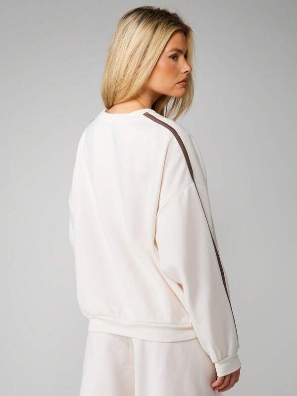 Missguided MISSGUIDED Crew Neck Sweatshirt With Brown Contrast Detail