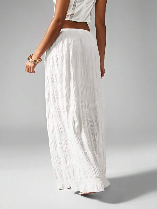 Missguided MISSGUIDED Crinkle Texture Maxi Skirt With Drawstring Waist