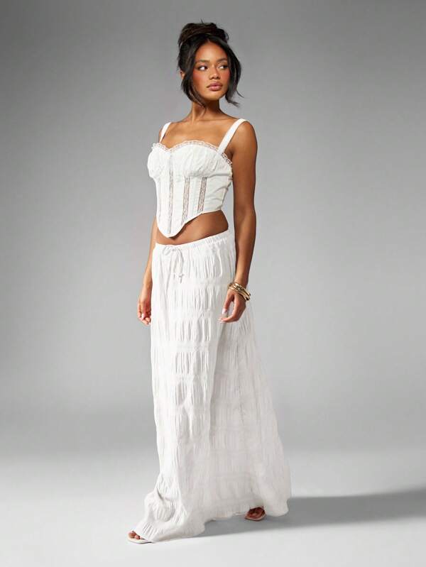 Missguided MISSGUIDED Crinkle Texture Maxi Skirt With Drawstring Waist